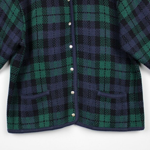 Vintage 90s Plaid Cardigan with Pockets Size Large - Picture 3 of 10